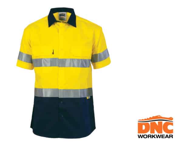 Hi-Vis Drill Reflective S/S Shirt Yellow/Navy