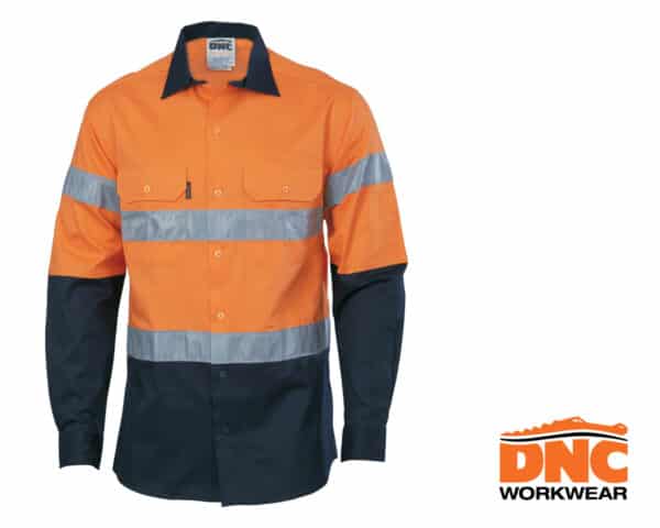 Hi-Vis Two-Tone Cool Breeze L/S Shirt Orange/Navy