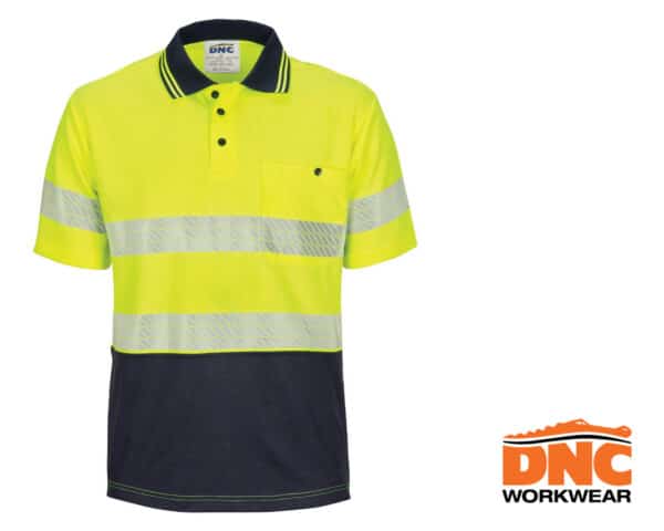 Hi-Vis Segment Taped Micromesh S/S Polo Yellow/Navy