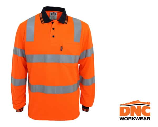 Hi-Vis Taped Biomotion L/S Polo Orange