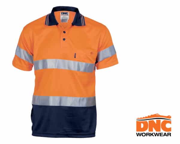 Hi-Vis D/N Cool Breathe S/S Polo Orange/Navy