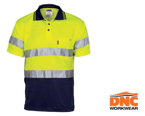 Hi-Vis D/N Cool Breathe S/S Polo Yellow/Navy