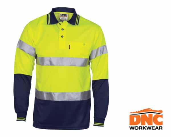 Hi-Vis D/N Cool Breathe L/S Polo Yellow/Navy