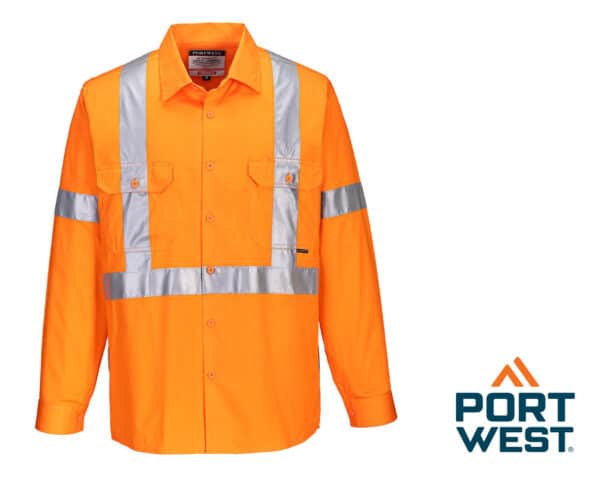 Hi-Vis X Back 100% Lightweight Cotton L/S Shirt