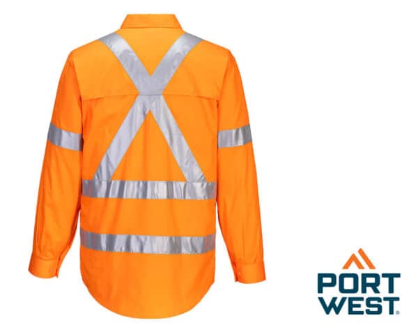 Hi-Vis X Back 100% Lightweight Cotton L/S Shirt - Image 2