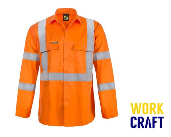Hi-Vis Lightweight Reflective Vented Cotton Drill L/S Shirt Orange