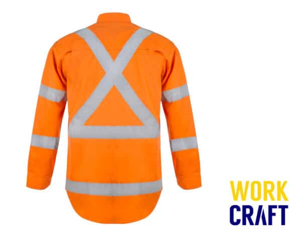 Hi-Vis Lightweight Reflective Vented Cotton Drill L/S Shirt Orange - Image 2