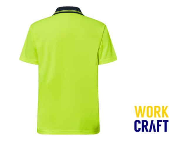 Hi-Vis Micromesh Lightweight S/S Polo w/ Pocket Yellow/Navy - Image 2