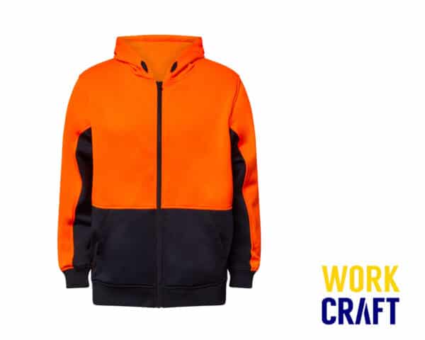 Hi-Vis Full-Zip L/S Hoodie Orange/Navy