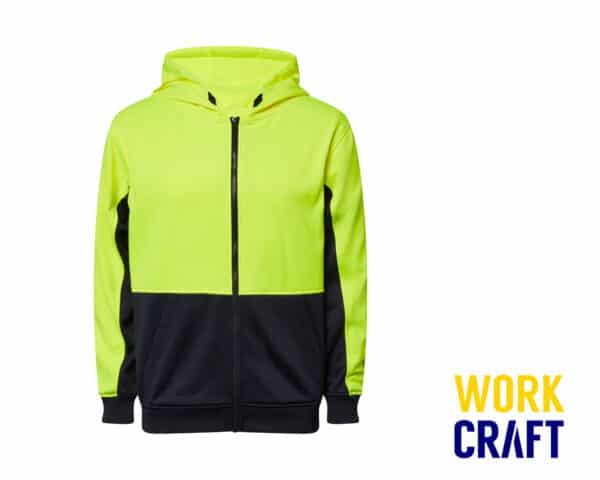Hi-Vis Full-Zip L/S Hoodie Yellow/Navy