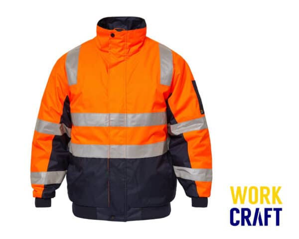 Hi-Vis Reflective Bomber L/S Jacket Orange/Navy